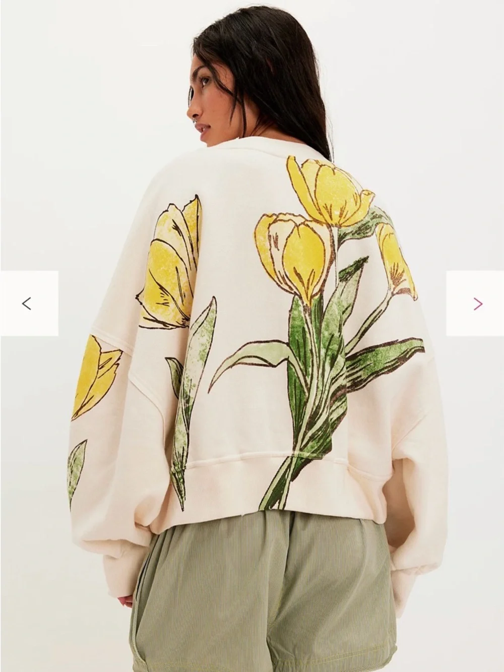Free People Gaia Sweatshirt Medium Color: Tulip Ivory Combo NWT - Picture 3 of 6